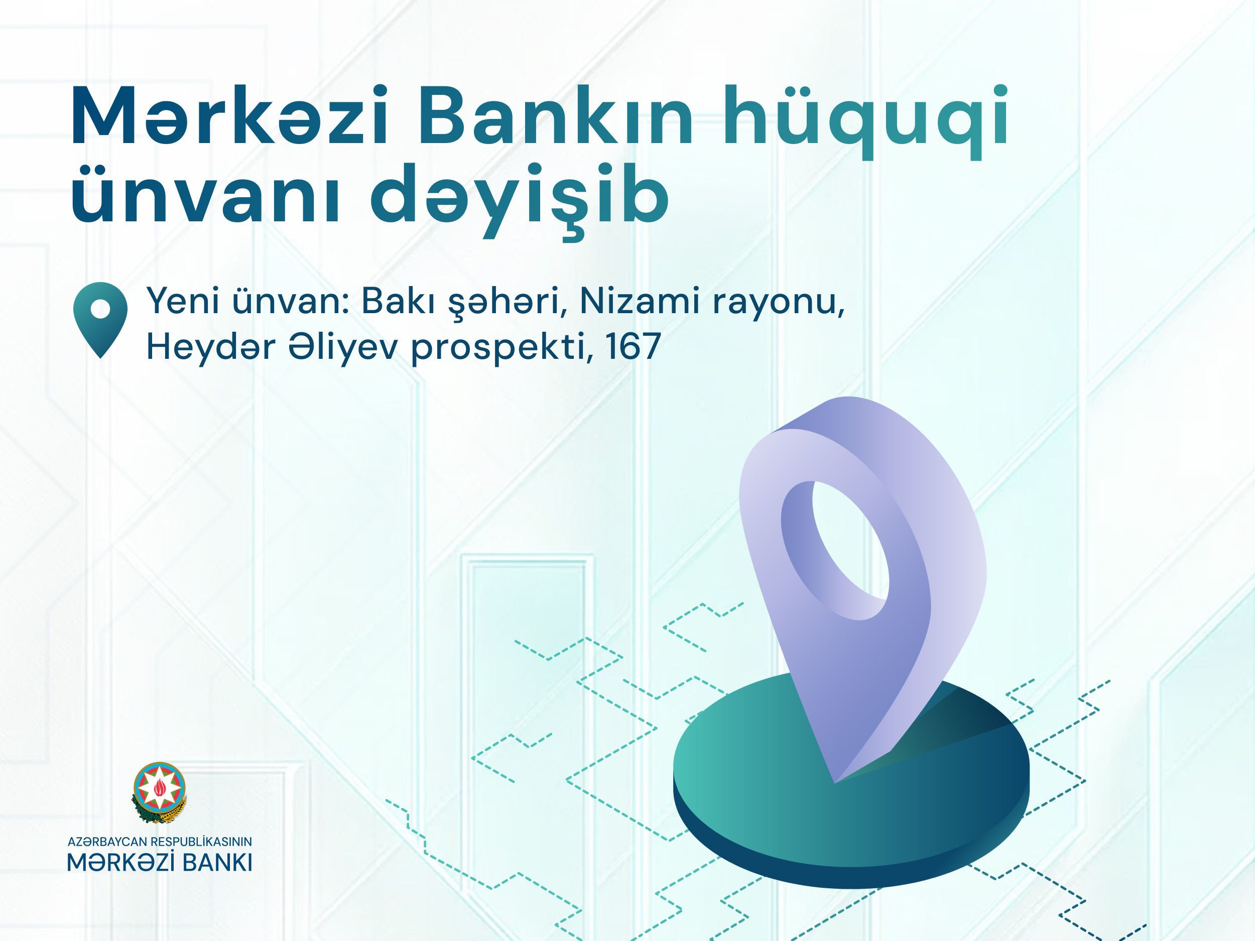 Mərkəzi Bankın hüquqi ünvanı dəyişib